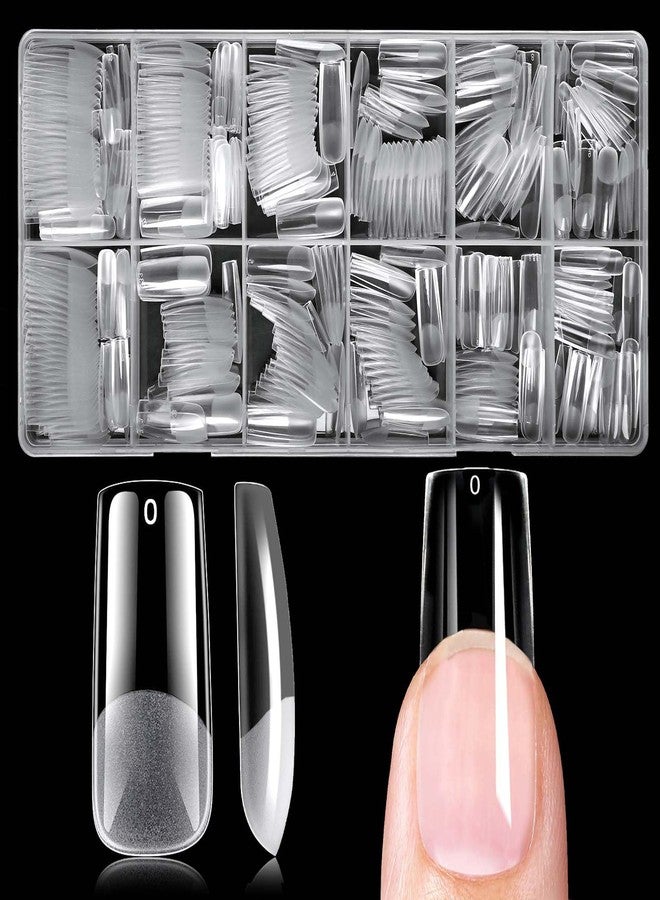 LuckForever 300pc Long Square Nail Tips Square Fake Nails Tips Long Acrylic Nails Tips Clear Press on Nails Soft Gel Nail Tips Full Cover False Nails Artificial Fingernail for Gel Nail Extensions - Image 1